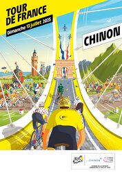 Affiche officielle du Tour de France pour la 9e étape du Tour de France "Chinon-Châteauroux" le dimanche 13 juillet 2025